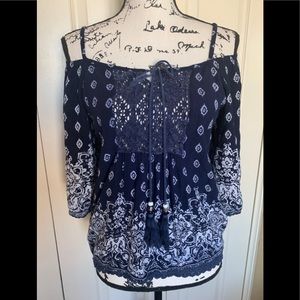 Angie Bohemian Gauze Peasant Style Top